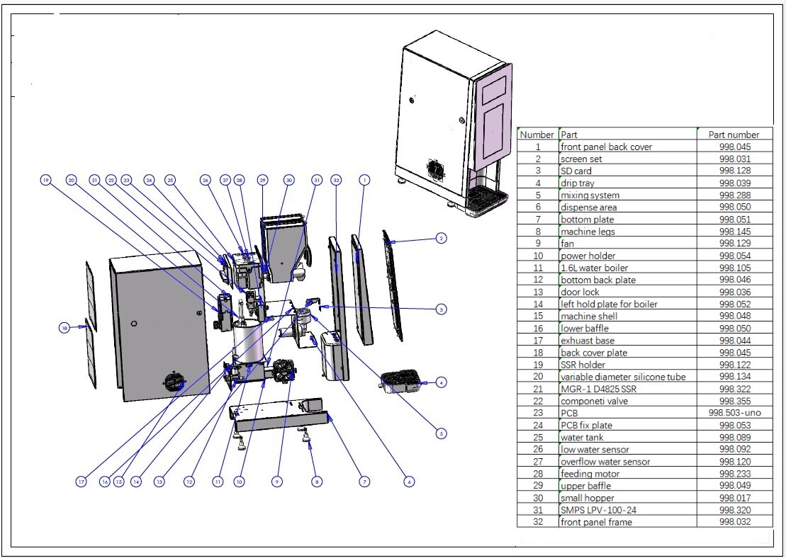 UnoDose full-size parts diagram